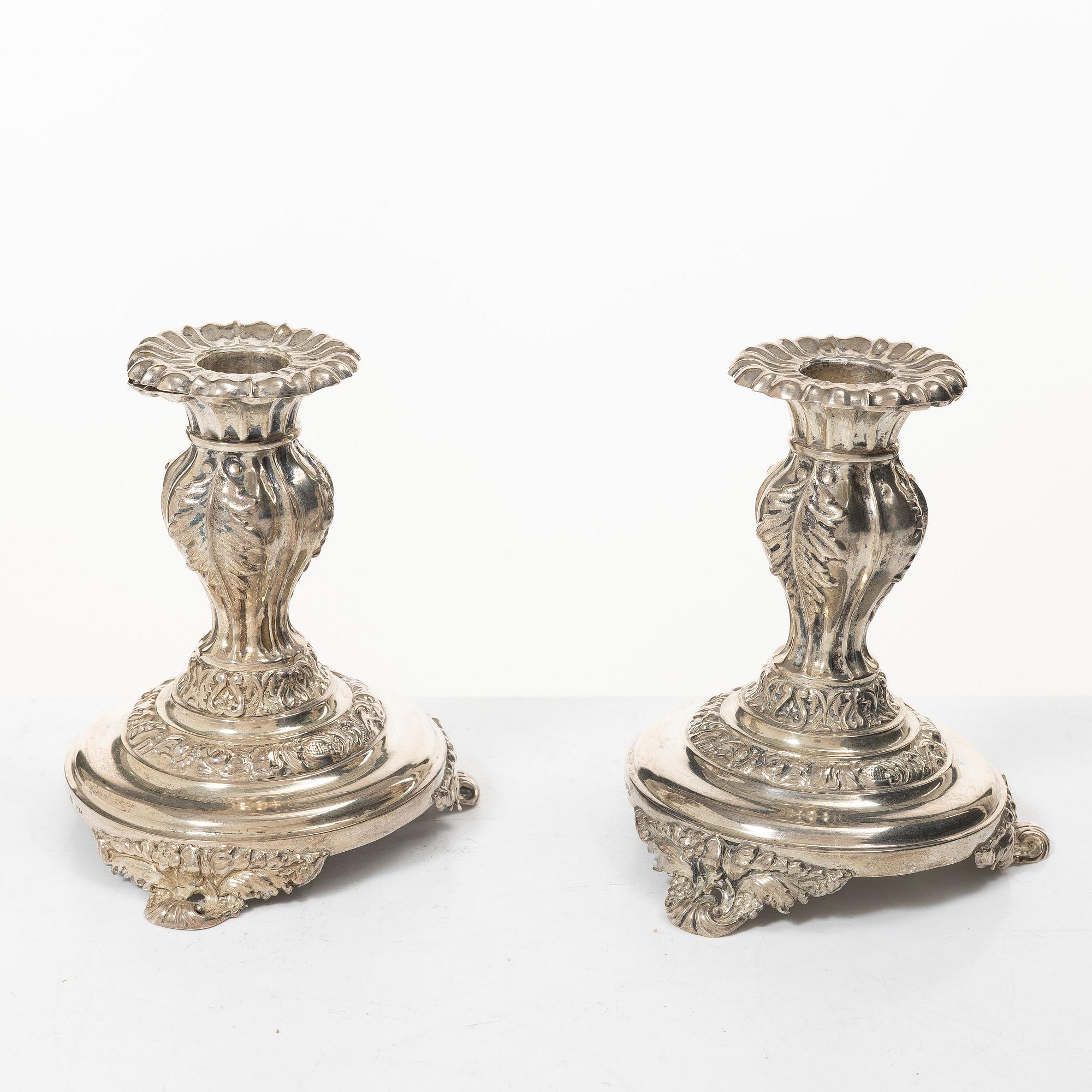 Adolf Zethelius, ljusstakar, ett par, silver, 1800-talets första hälft Stockholm.