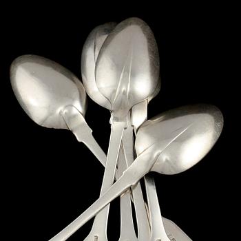 SKEDAR, 6 st, sterlingsilver, William Cummins, Samuel Neville samt James Le Bas, Irland, 1800-tal. Vikt 199 g.