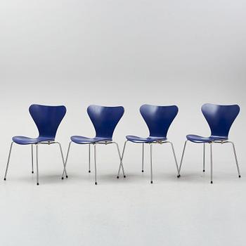A set of four "Sjuan" chairs, Arne Jacobsen for Fritz Hansen, Denmark, 1989.