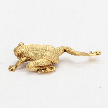 An 18K gold brooch, frog, signed Henry Dunay, New York.