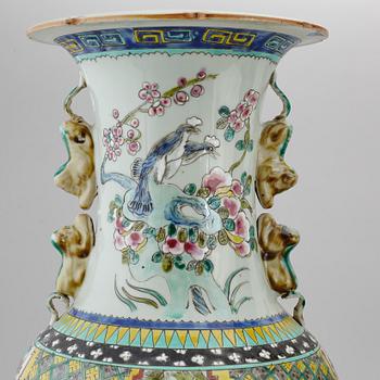 A pair of famille rose floor vases, 20th century.