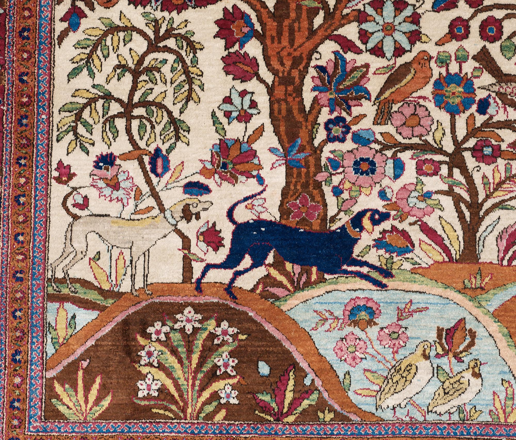 SEMI-ANTIQUE SILK KASHAN. 196,5 x 134,5 cm.
