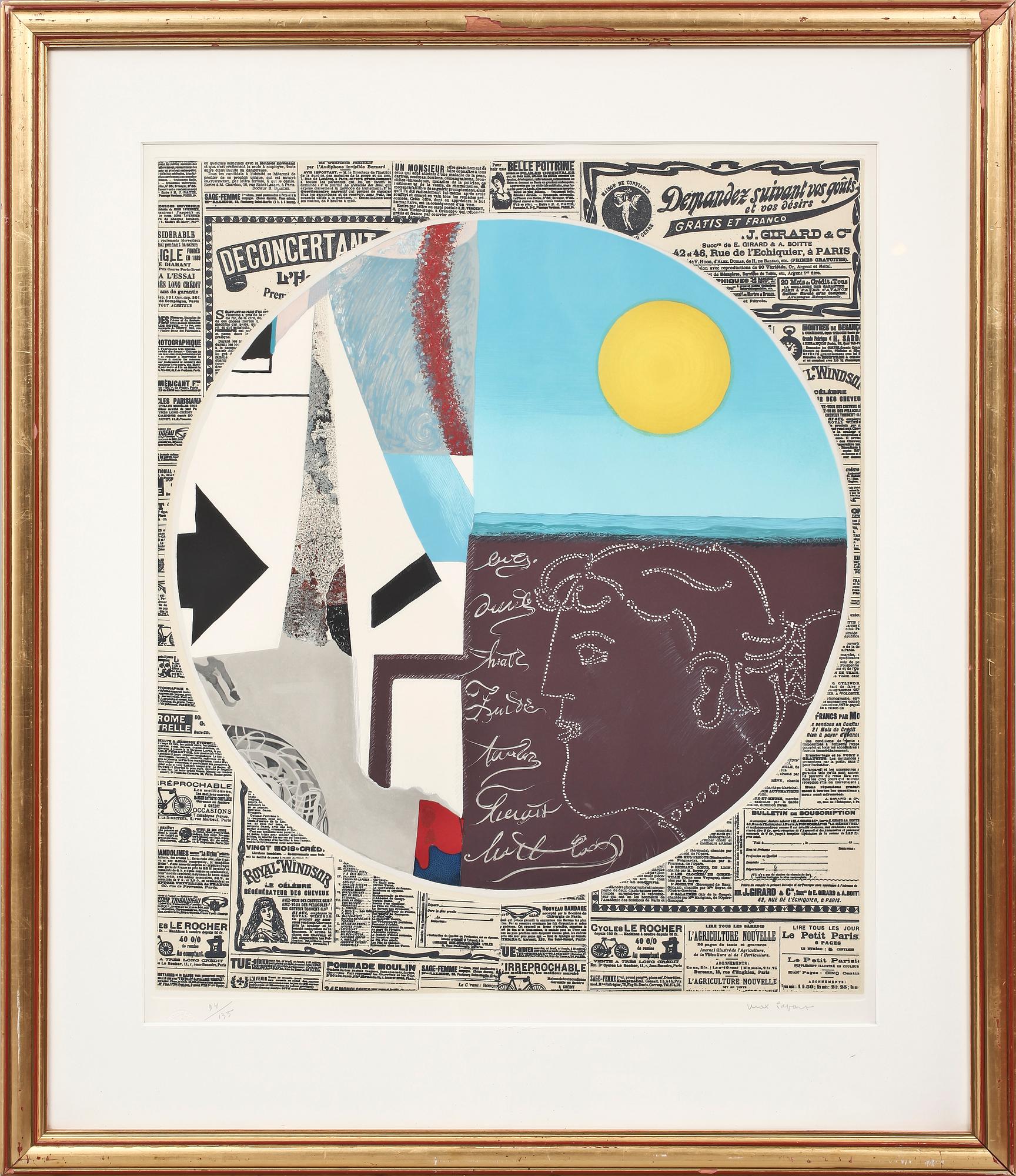MAX PAPART, etsning och collage, sign o numr 94/135.
