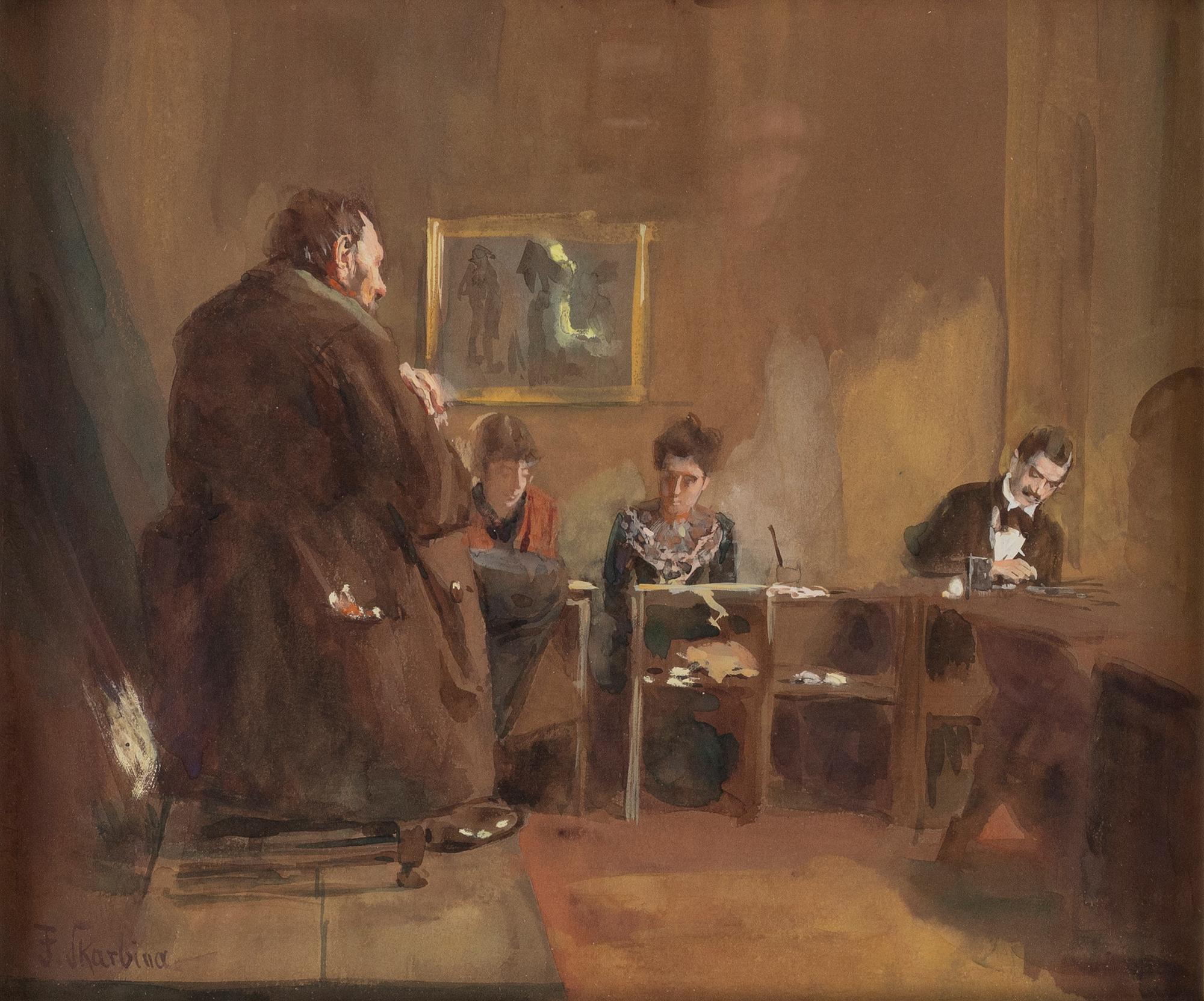 Franz Skarbina, watercolour and gouache, signed F. Skarbina.