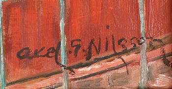 OKÄND KONSTNÄR, olja på duk, signerad Axel G.E Nilsson, omkring 1900-talets mitt.