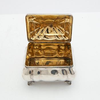 Sugar box Rococo style silver 20th century.