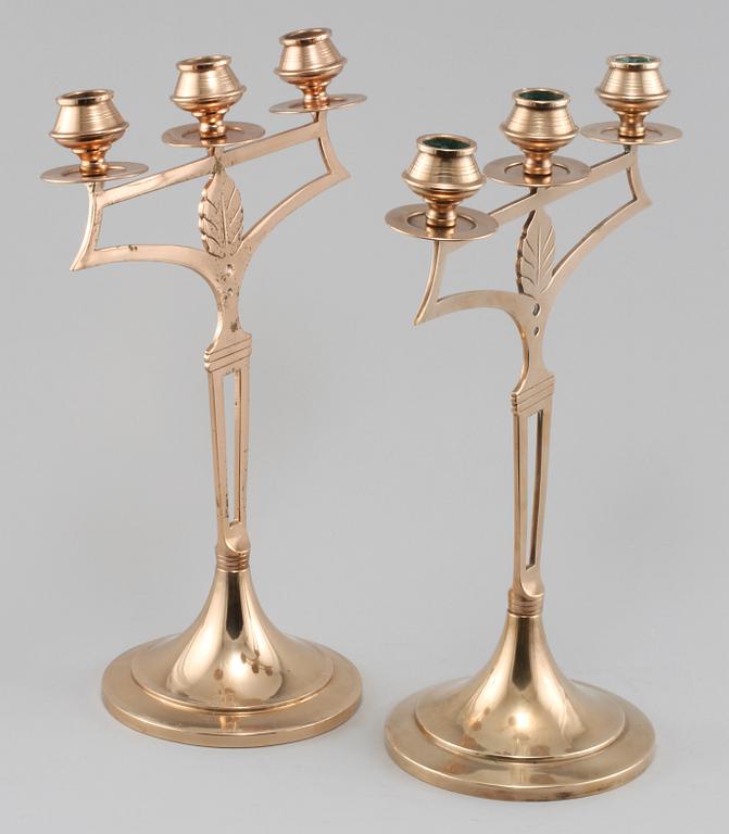 KANDELABRAR, ett par, jugendstil, modern tillverkning.