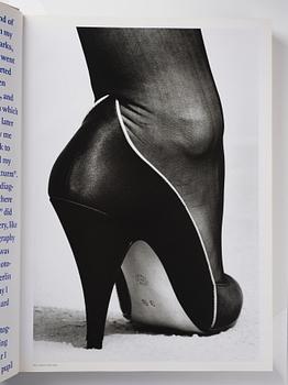Helmut Newton, Signed book published by Taschen, Monte Carlo, 1999, ed 10000, with a metal table.