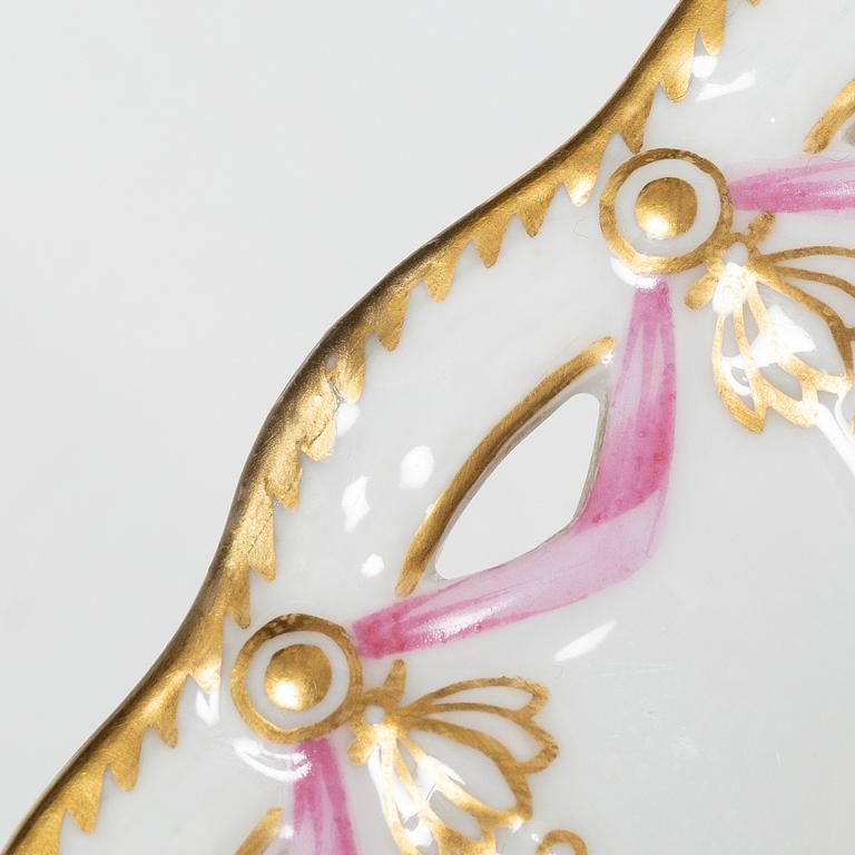 Royal Copenhagen, a 'Saxon Flower' basket on stand, Denmark, 1889-1922.