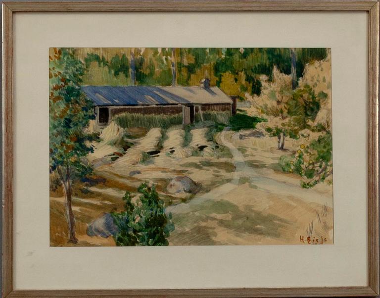 HELMI BIESE, vesiväri, signeerattu.