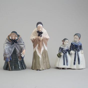 Three Royal Copenhagen porcelain figure groups, Denmark, 20th century.