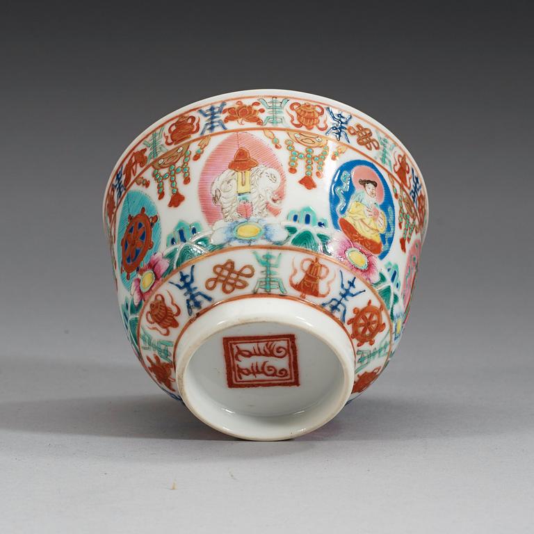 A  famille rose "Imperial wedding" cup, Qing dynasty, Daoguang (1821-50). Sealmark in red.