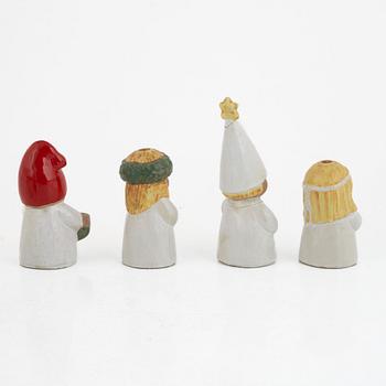 Lisa Larson, figuriner, 4 st, stengods, ur serien "Advent", Gustavsberg.