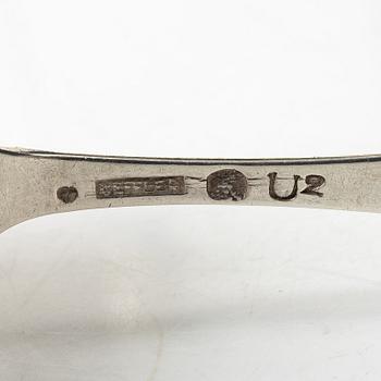 Matskedar, silver, 11 st, äldre modeller, 1789-1848.