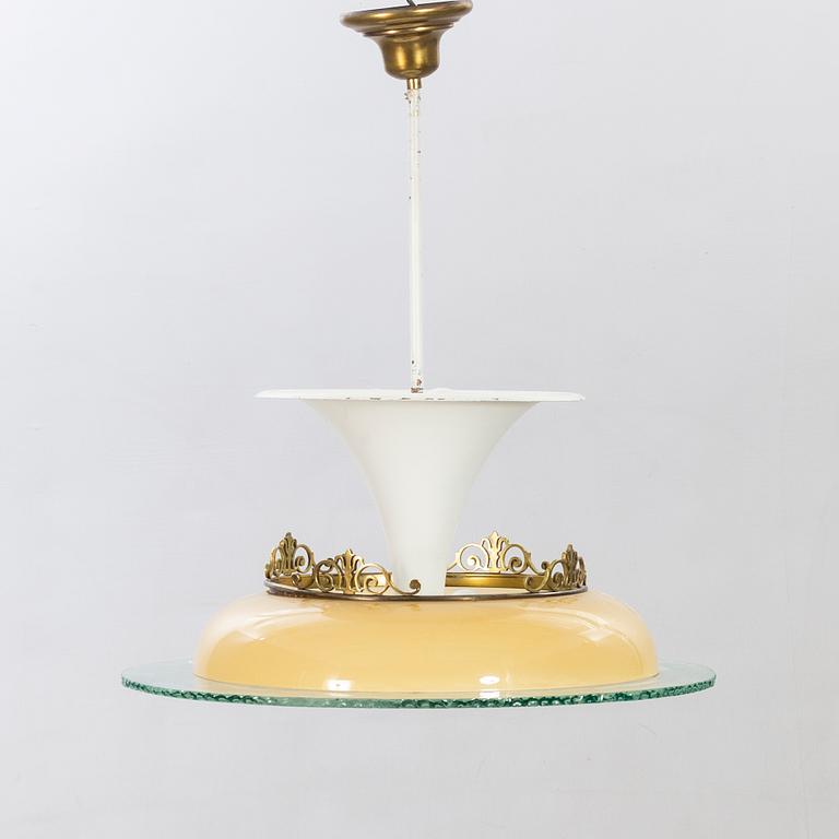 Taklampa art deco, troligen  Böhlmark 1930-tal.