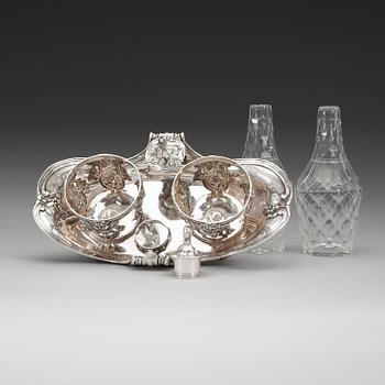 A French 18th century silver cruet-set, marks of Joseph Bouillerot, Paris 1775.