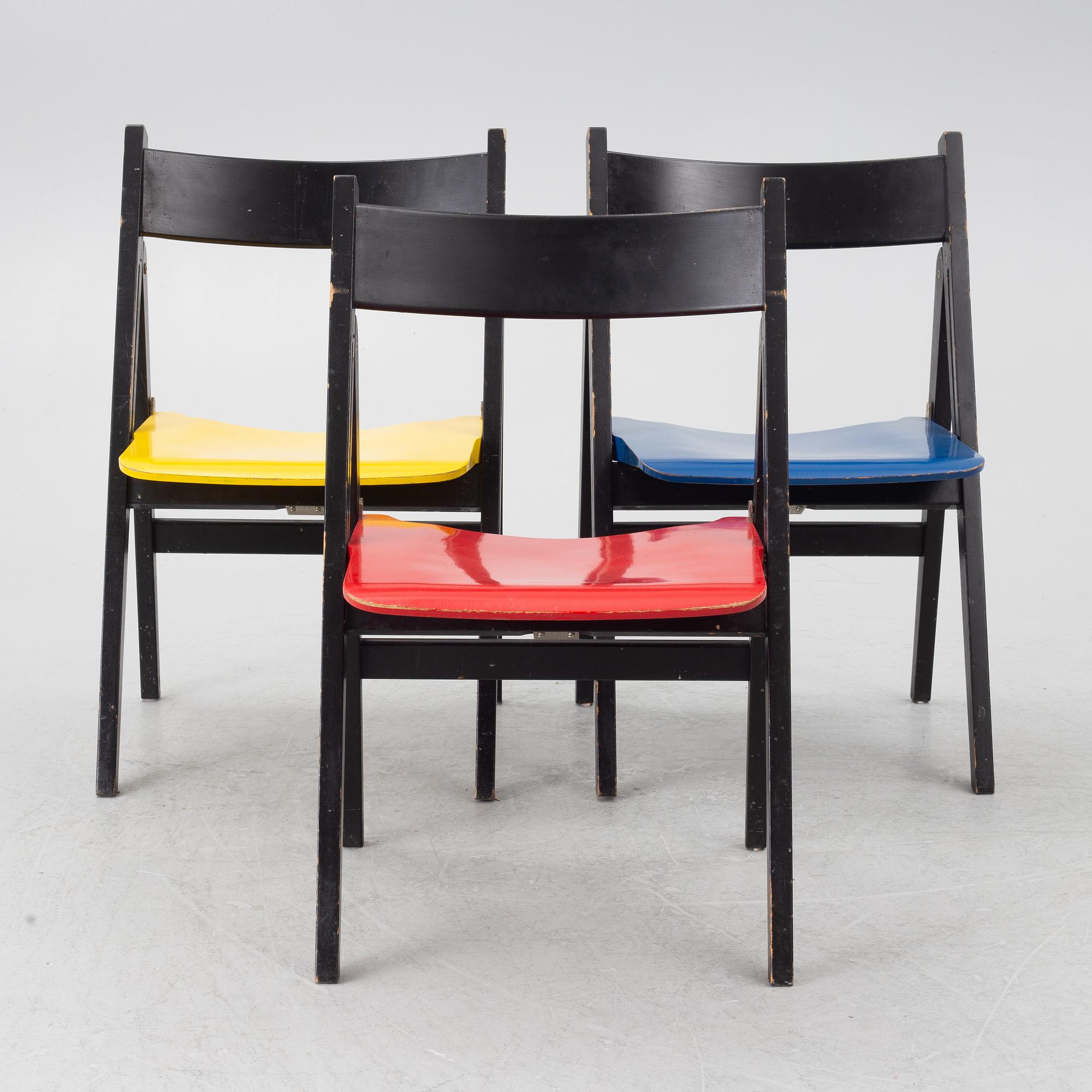 Hans J. Wegner, chairs, 3 pcs, "Politiken", Getama, Denmark.