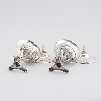 A pair of slidded silver sugar bowls by Petter Adolf Sjöberg, Stockholm, from 1819.