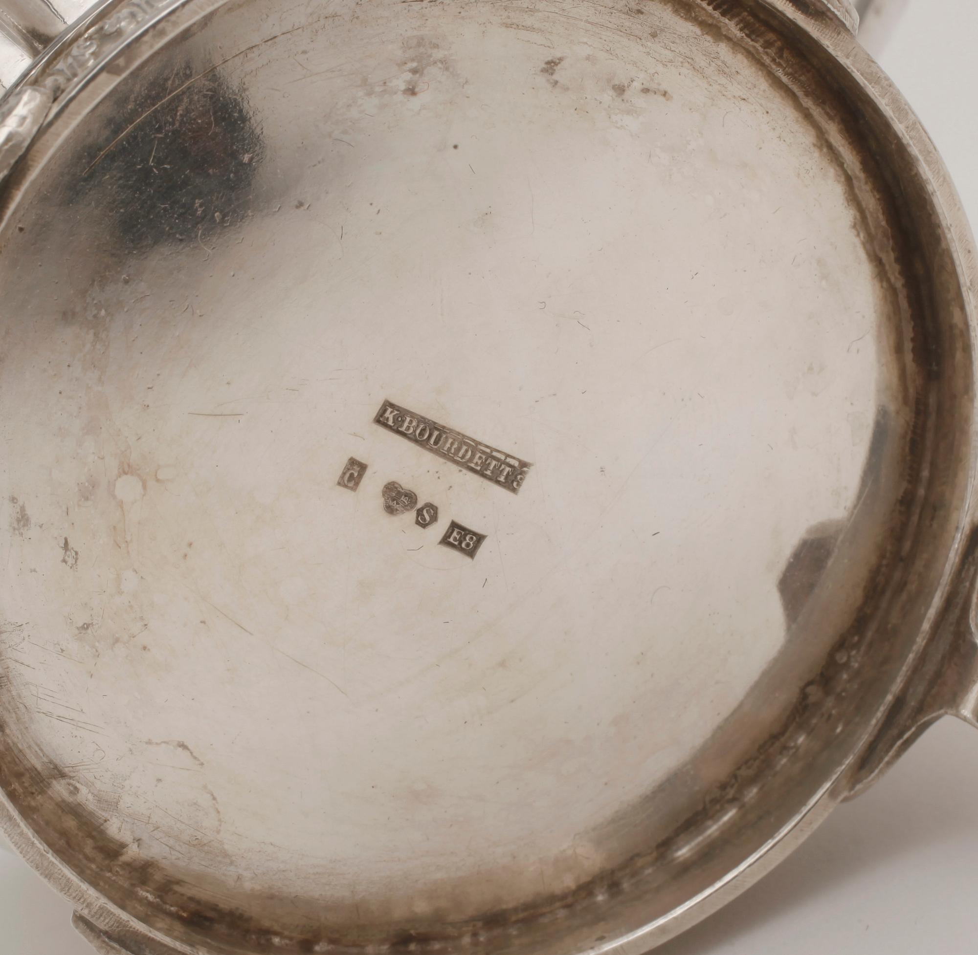 MOCKAKAFFESERVIS, 3 delar, silver, empirestil, K. Bourdettes silververkstad, Kristianstad 1931. Tot ca 508 gram.
