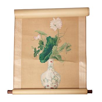 RULLMÅLNING, kopia efter Jiao Bingzhen (1689-1726), Qingdynastin, 1800-tal.