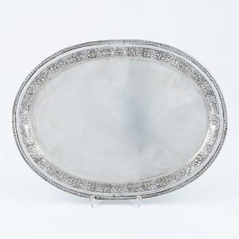 A silver tray, pseudo marks, possibly Hanau, late 19th century.