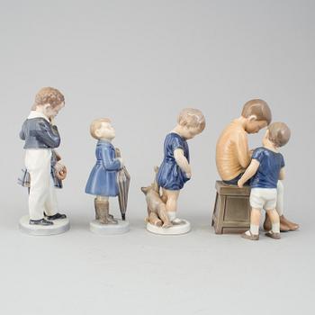 BING & GRØNDAHL & ROYAL COPENHAGEN, four porcelain figurines, late 20 th century.