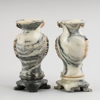 VASER, 1 par, soapstone, Kina, 1800-/1900-tal.