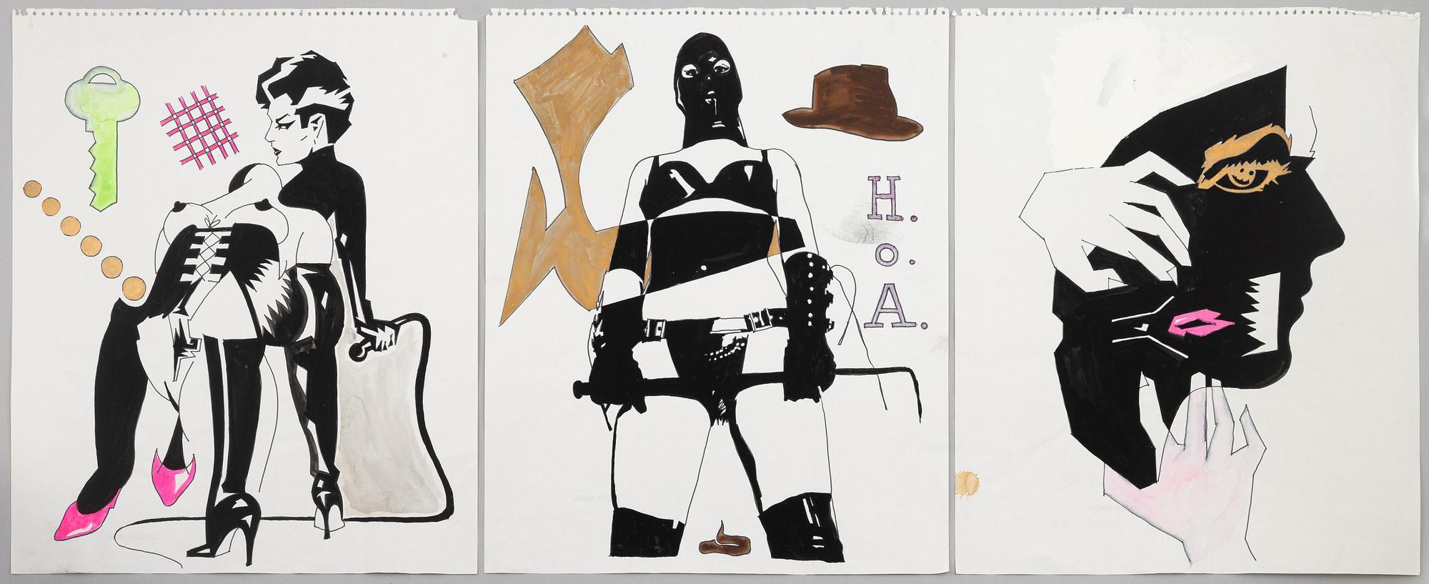 Carsten Regild, drawings, 3 pcs.