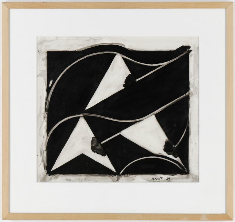 JOHAN SCOTT, blandteknik på akrylfilm, signerad och daterad -89.