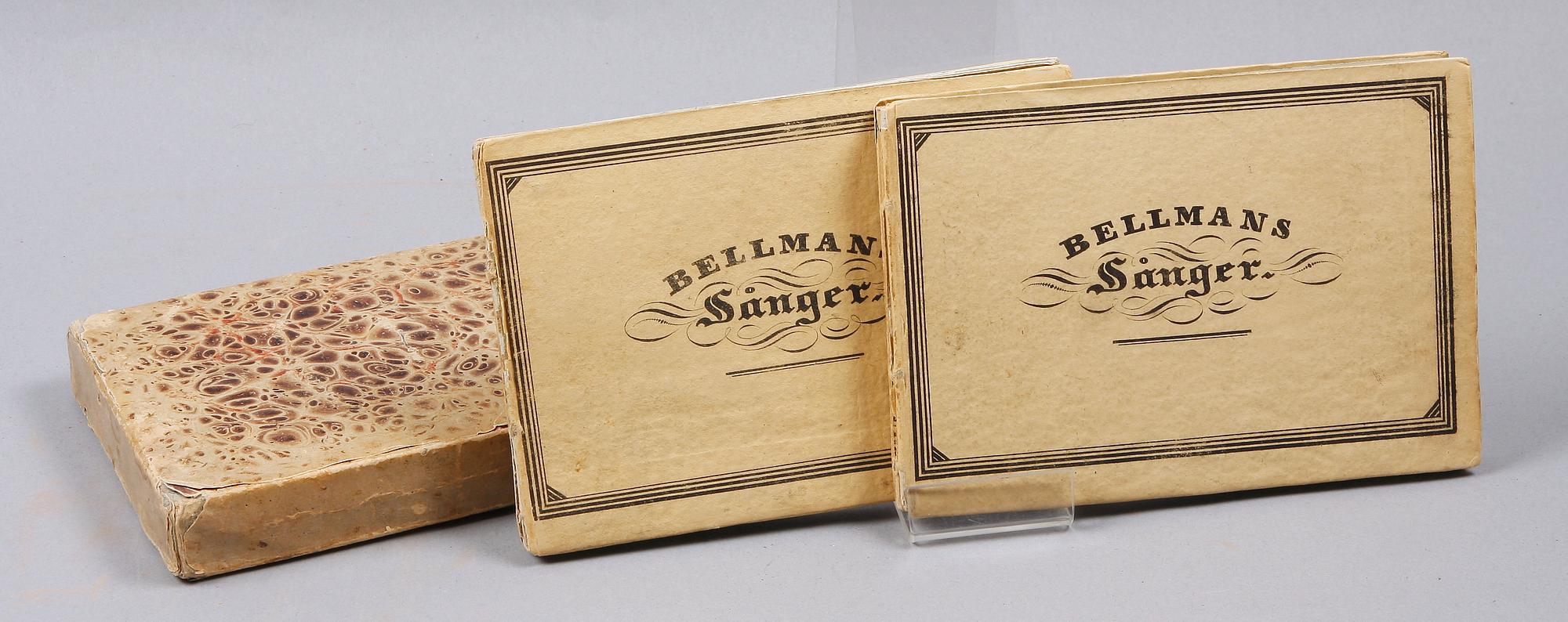 BOK, 2 band, "Sånger af Carl Michael Bellman", enligt uppgift tryckta 1832.