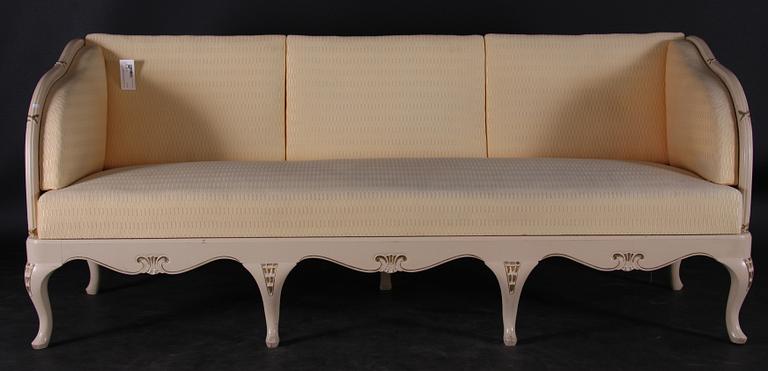 SALONGSGRUPP, 5 delar. Rokokostil, delvis märkt AB Svenska möbelfabriken, Bodafors.