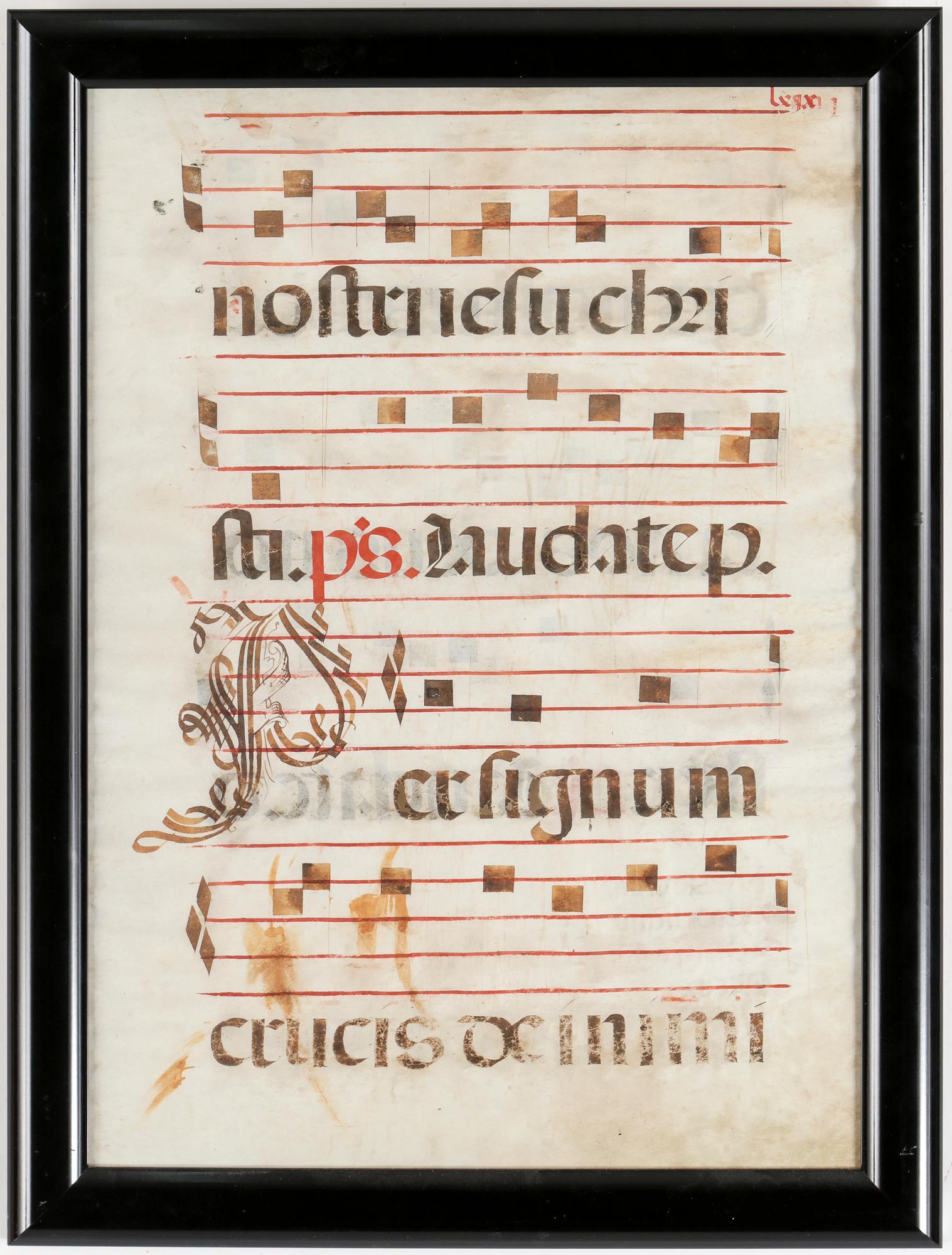 MISSALEBLAD,, pergament, möjligen 1600/1700-tal.