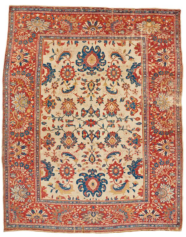 A CARPET, an antik Ziegler Mahal, ca 419,5 x 323,5 cm (as well as 1 cm flat weave at the ends).
