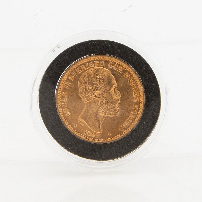 Guldmynt Sverige, Oscar II 20 kr, 1889.