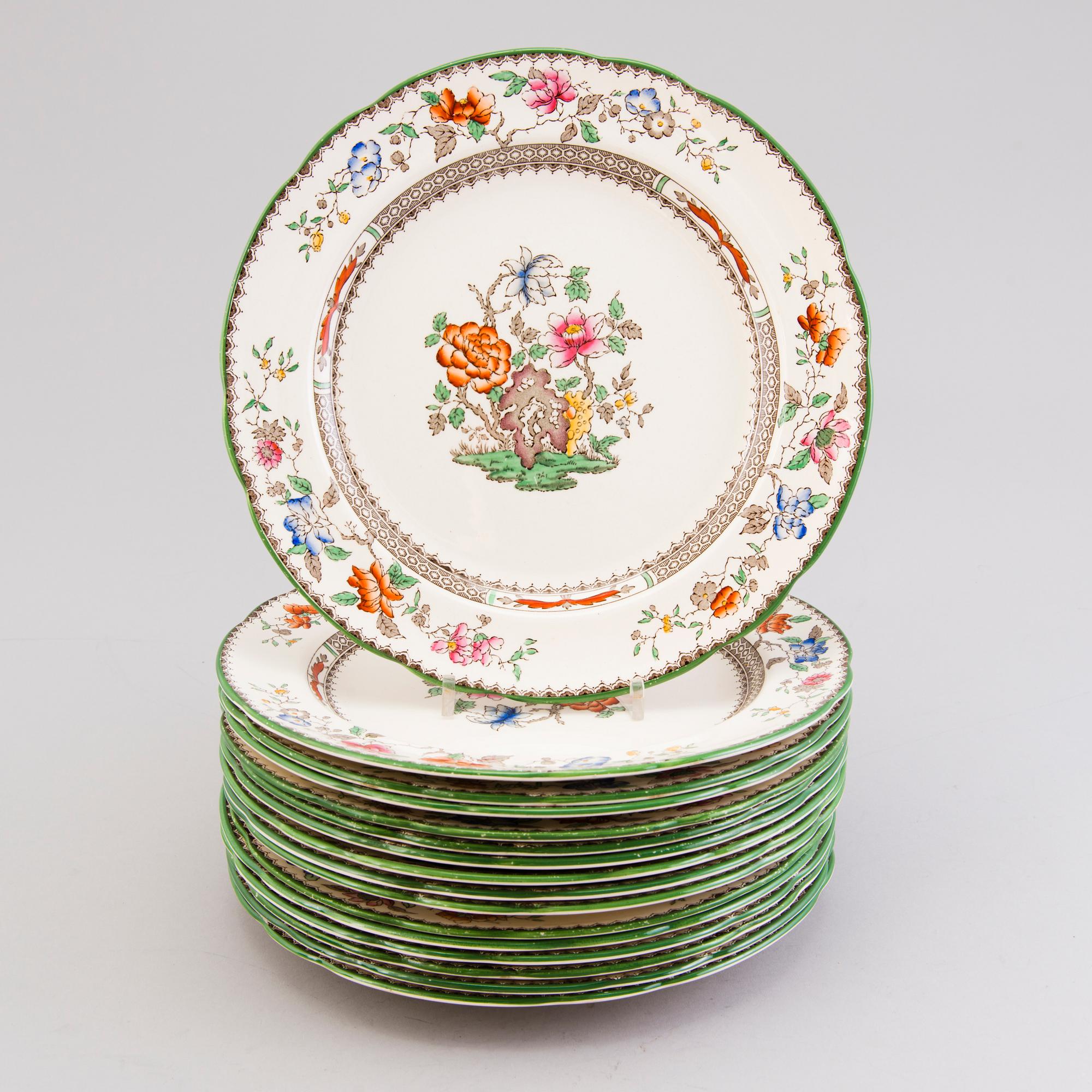 A 132-piece set of 'Chinese Rose' tableware, Copeland Spode, England 1930s.