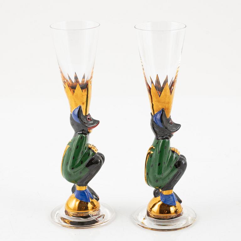 Two glasses "Nobelservisen" by Gunnar Cyrén, Orrefors.