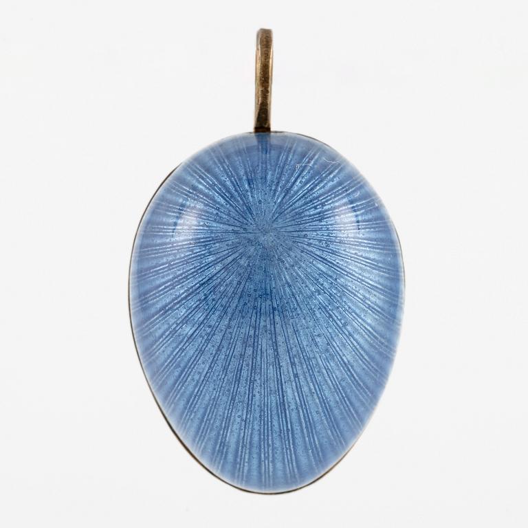 Pendant in the form of an egg, silver and enamel.