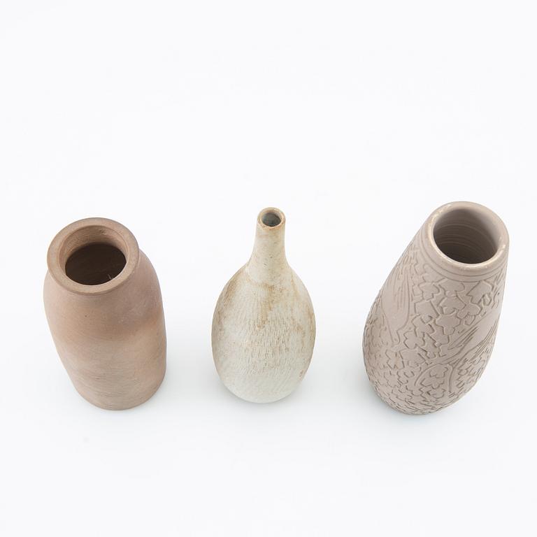 Gunnar Nylund, vases 3 pcs. Nymölle and possibly his own workshop, second half of the 20th century.