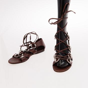 LEATHER GLADIATOR SANDALS.