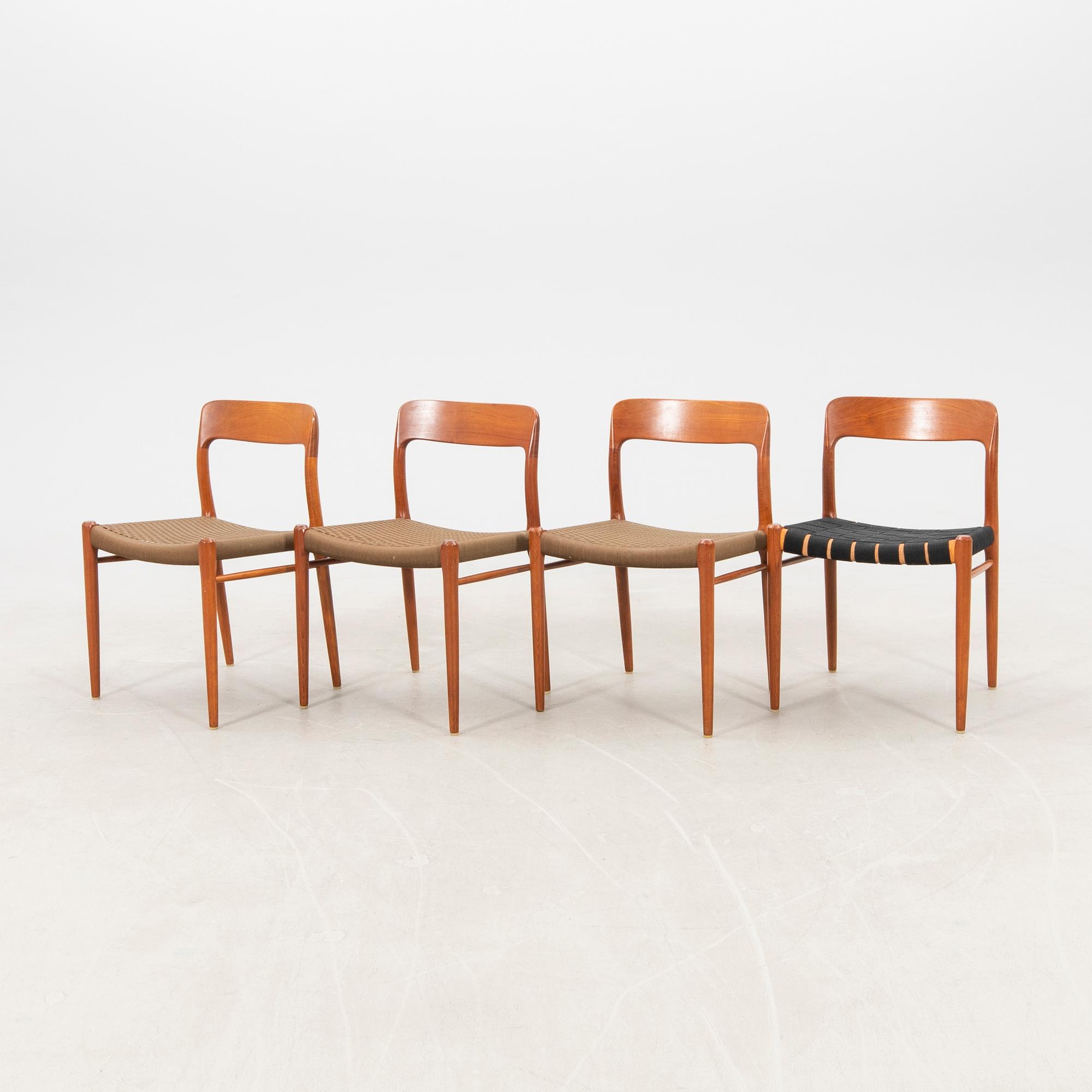 Niels O. Møller, Chairs 4 pcs (3+1). J.L. Møllers Møbelfabrik, Denmark 1950s-1960s.