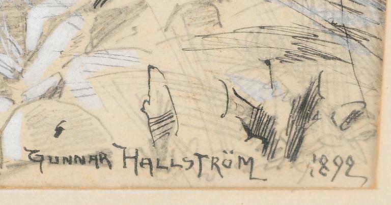 GUNNAR HALLSTRÖM, gouache, sign och dat 1892.