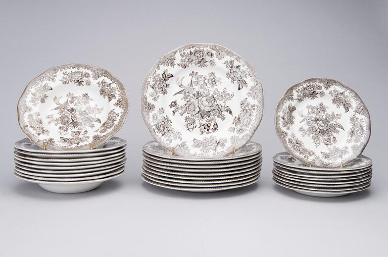 MATSERVIS, 32 delar, "Asiatic Pheasants", flintgods, Enoch Wedgwood, England.