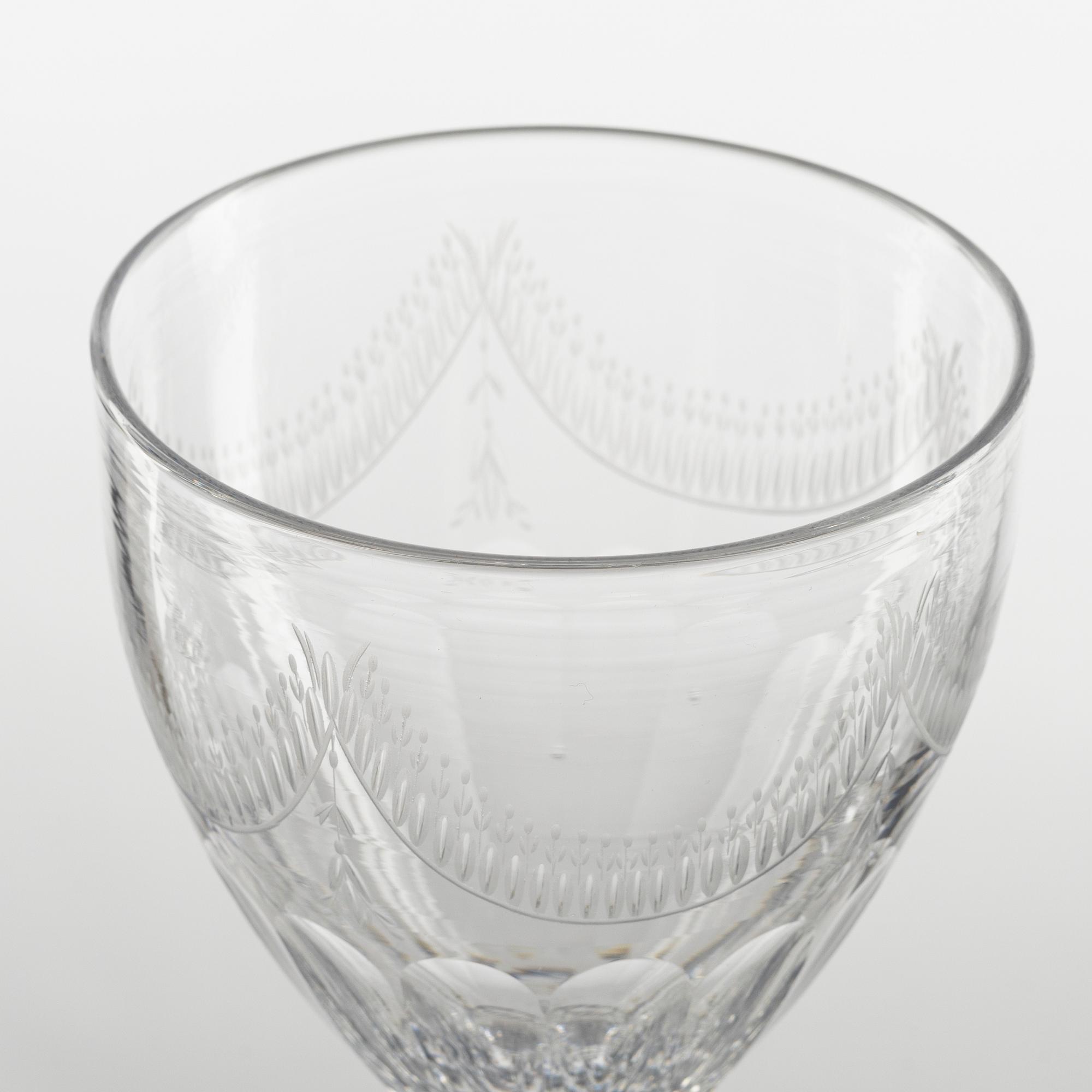 A pair of Gustavian style lidded glass vases, circa 1900.