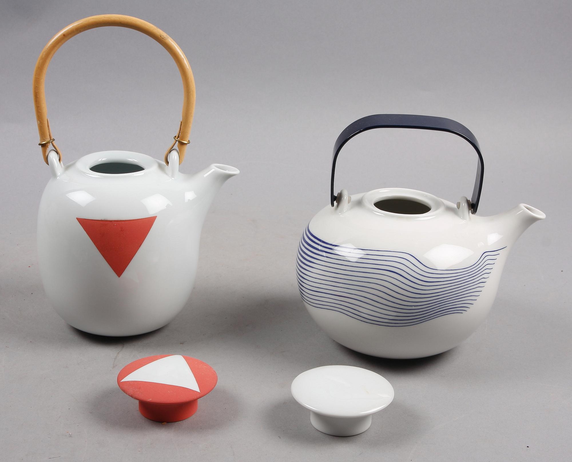 TEKANNOR, 2 st, porslin, Inger Persson, Rörstrand.