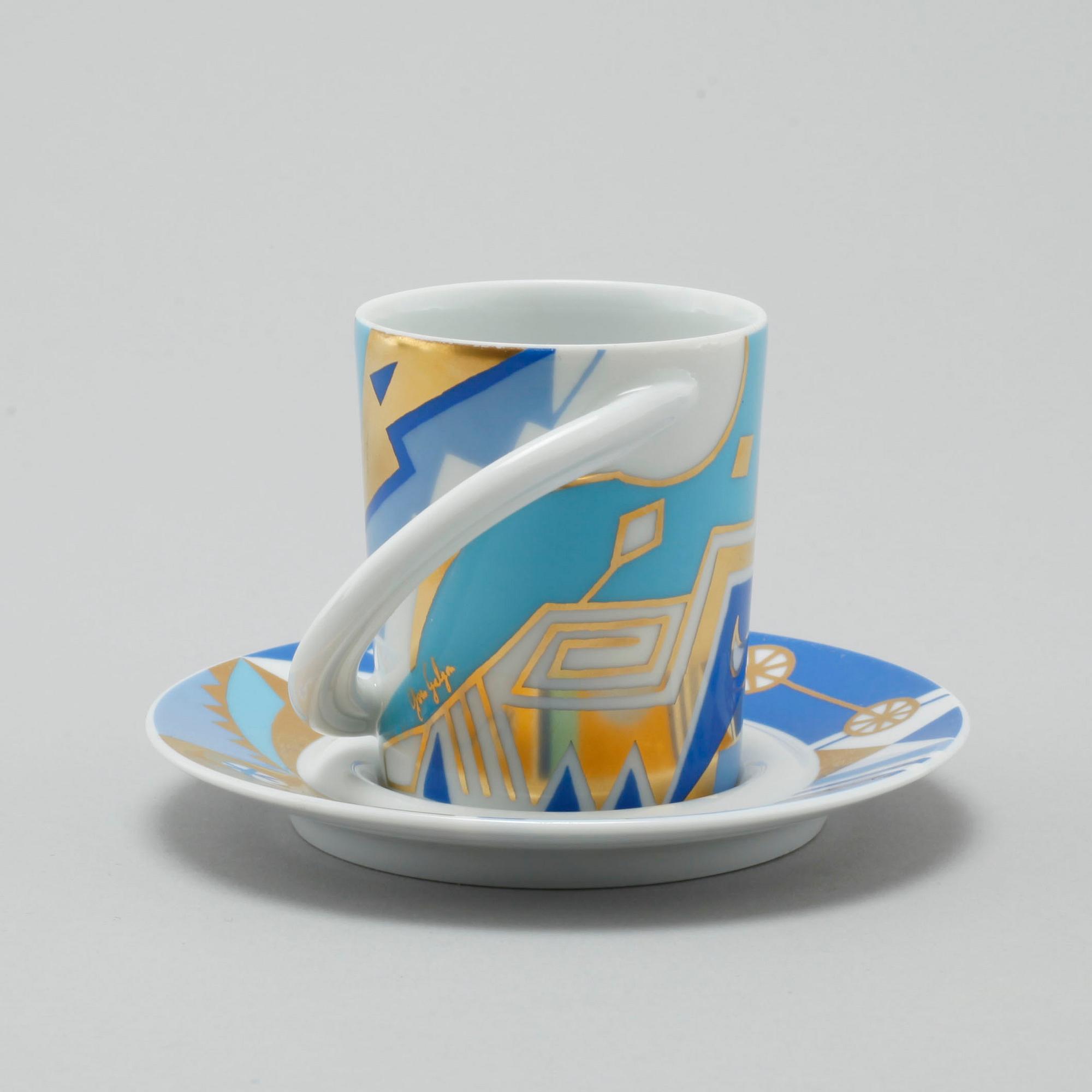 ESPRESSOKOPPAR MED FAT, 12 st espressokoppar, porslin, Rosenthal, 1980/90-tal.