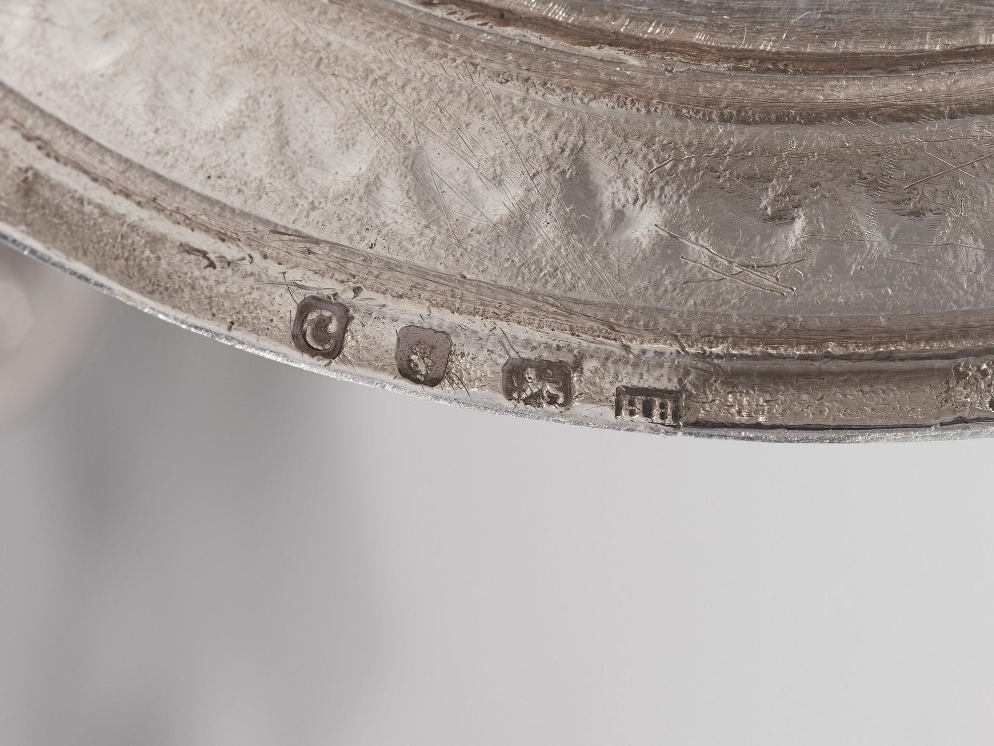 A pair of English 18th century silver candelabras, marks of Henry Hobdell, London 1778.
