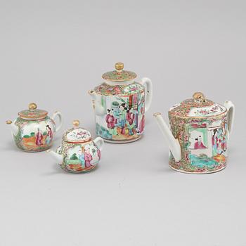 Four 19th century Chinese porcelain tea pots.