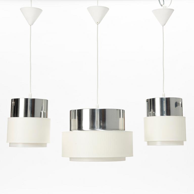 Uno & Östen Kristiansson, a group of three ceiling lights from the 'Cylindus-series', Luxus, Vittsjö, 1970's.