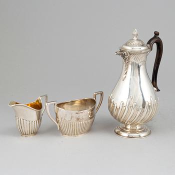 KAFFESERVIS, 3 delar, silver, 1893-1926.