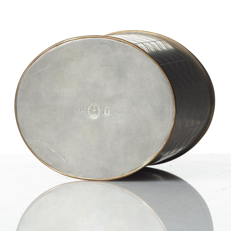 Anna Petrus, & Estrid Ericson, a pewter cigar box with cover by Svenskt Tenn, Stockholm 1928.